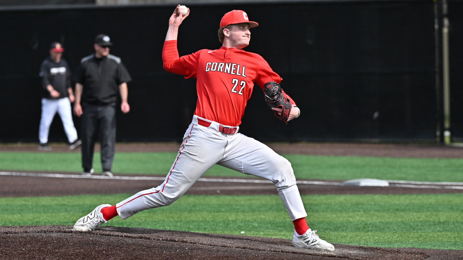 Cornell baseball sophomore right-handed pitcher John Hegarty delivers a pitch against VMI at Gray-Minor Stadium in Lexington, Va., on March 14, 2026.