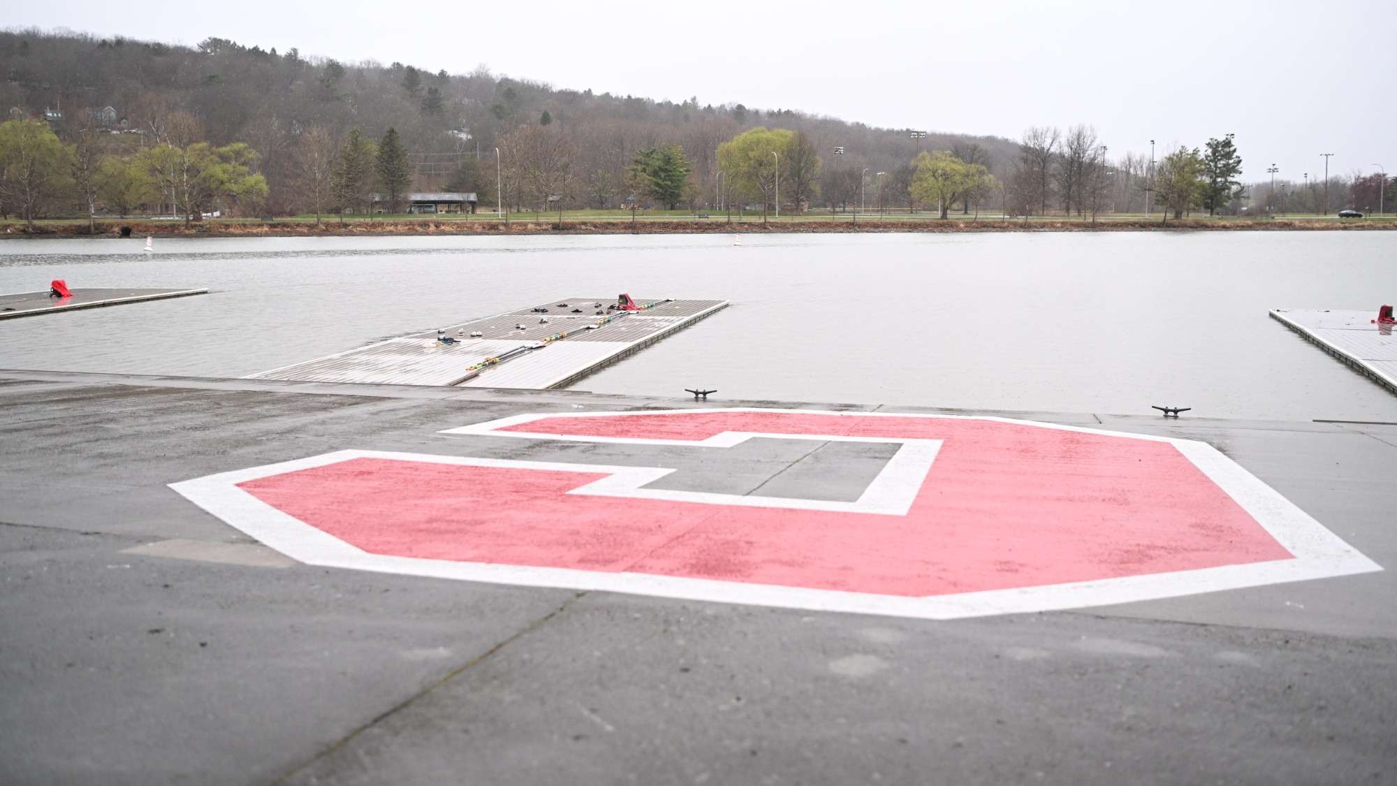 A generic photo of the dock at the Cornell Rowing Center during the 2024-25 season. 