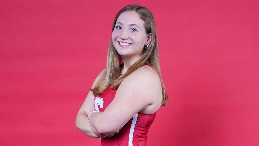 Cornell women's rowing senior coxswain Hannah Woodhull poses for a media day photo during the 2025-26 season.