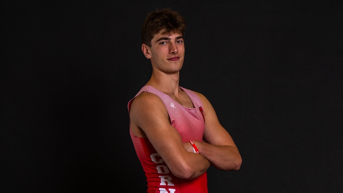 Cornell men's heavyweight rower Nate Stoulil poses for a media day photo for the 2024-25 season.
