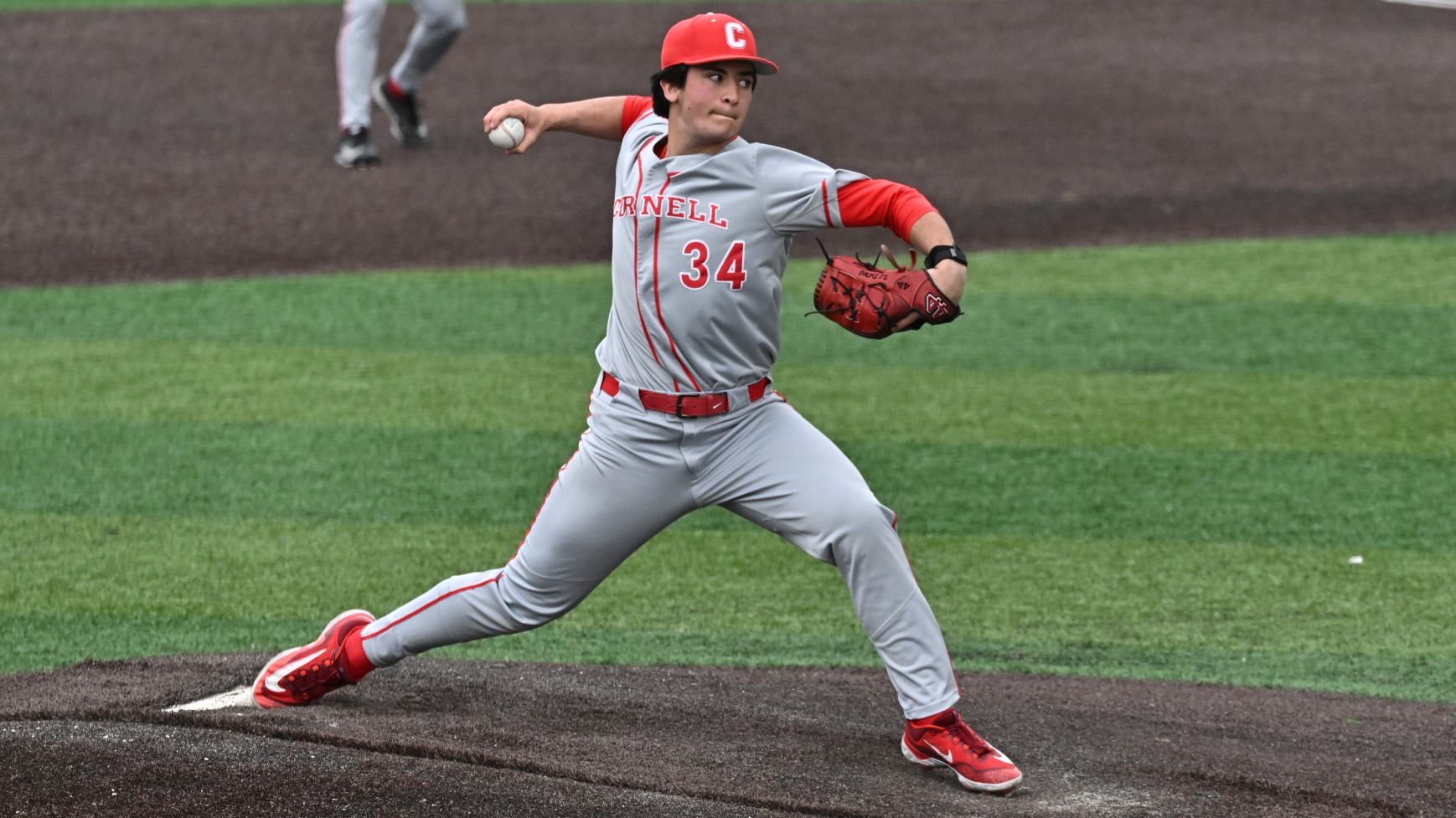 Cornell baseball freshman right-handed pitcher Ross Yoshida delivers a pitch during game action against VMI at Gray-Minor Stadium in Lexington, Va., on March 15, 2026.