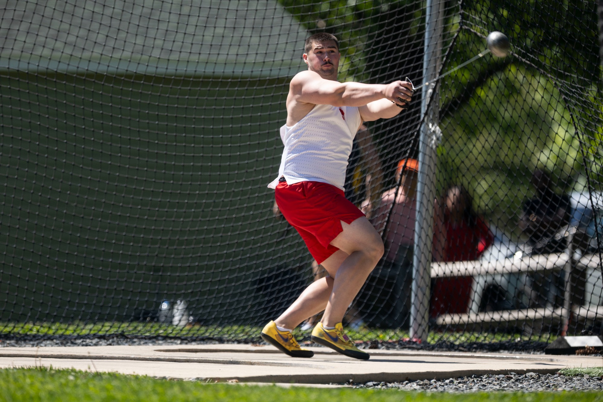 Peter Northrup competes in hammer throw at Ivy League Heptagonal Outdoor Track & Field Championships at Princeton University