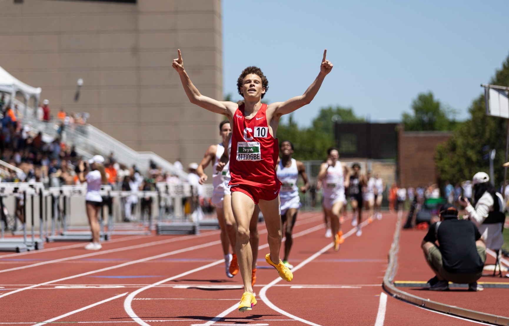 Pierre Attiogbe wins 1,500m race at Ivy League Outdoor Heps Championship at Princeton University