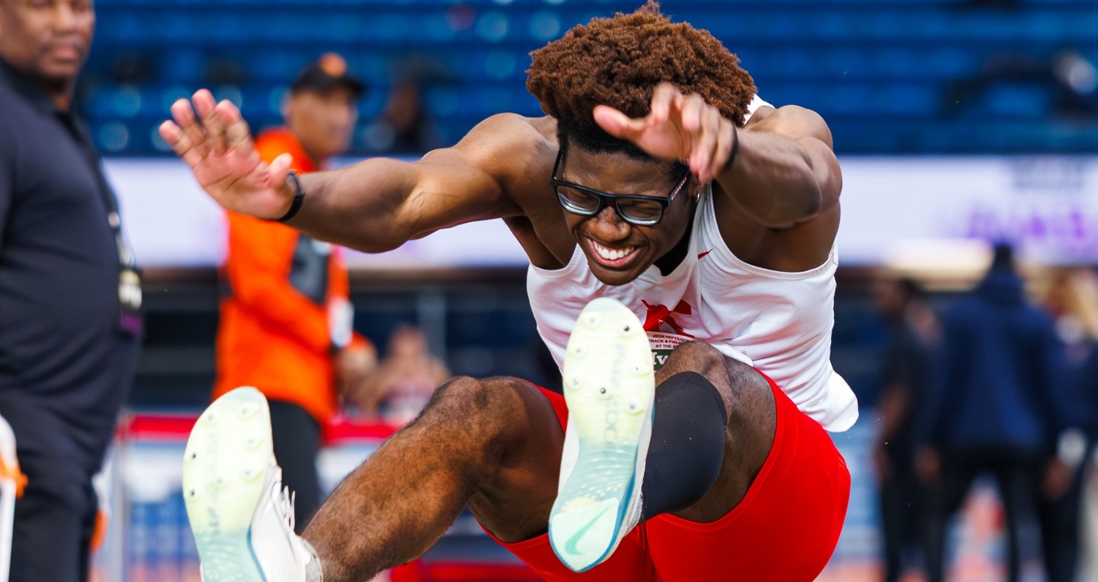 Kameron Coleman competes in triple jump at indoor ivy league heptagonal championships at the Armory Track in NYC