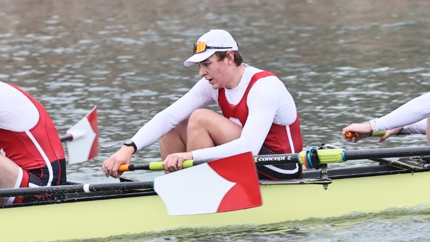 Cornell men's heavyweight rower Ward Dobeck competes during race action during the 2024-25 season.