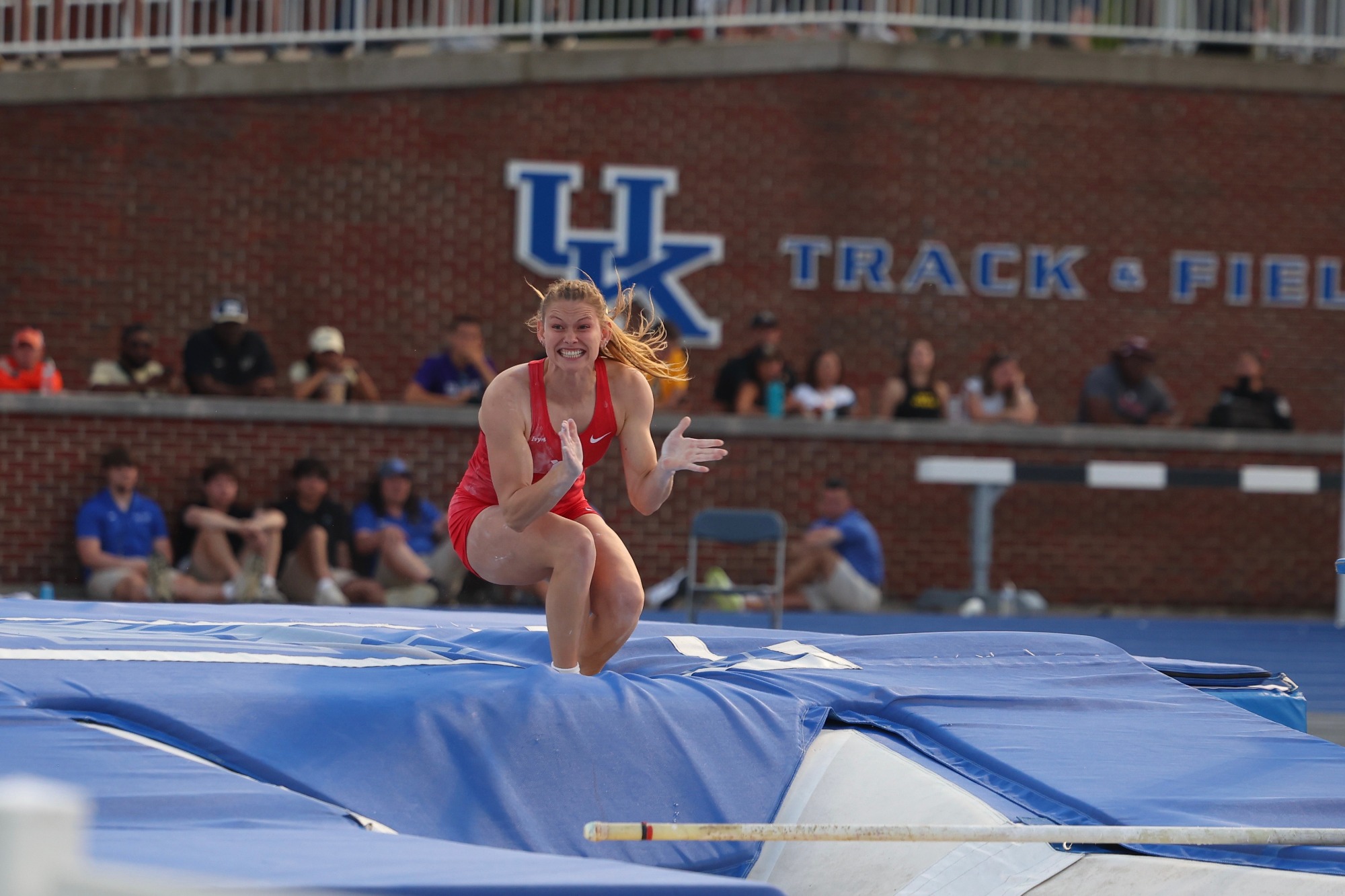 Avery Hilliard competes in pole vault at NCAA Divison I East First Round in Lexington, KY.