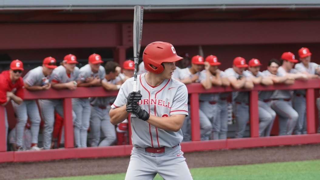 Cornell baseball freshman outfielder Trent Lopez bats during game action against Yale on April 18, 2026, at Booth Field in Ithaca, N.Y.