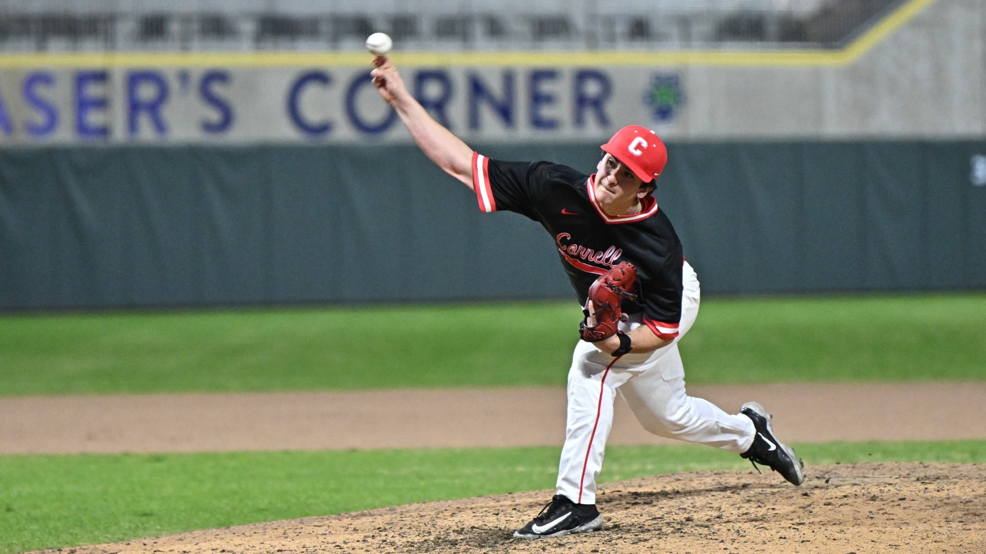 Cornell baseball freshman right-handed pitcher Ross Yoshida delivers a pitch against Boston College at Fifth Third Park in Spartaburg, S.C., on March 20, 2026.