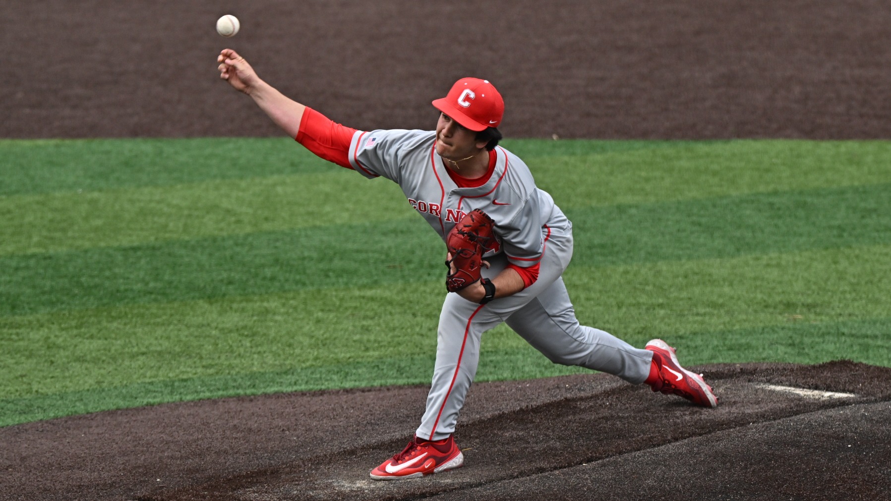 Cornell freshman right-handed pitcher Ross Yoshida delivers a pitch against VMI at Gray-Minor Stadium in Lexington, Va., on March 15, 2026.