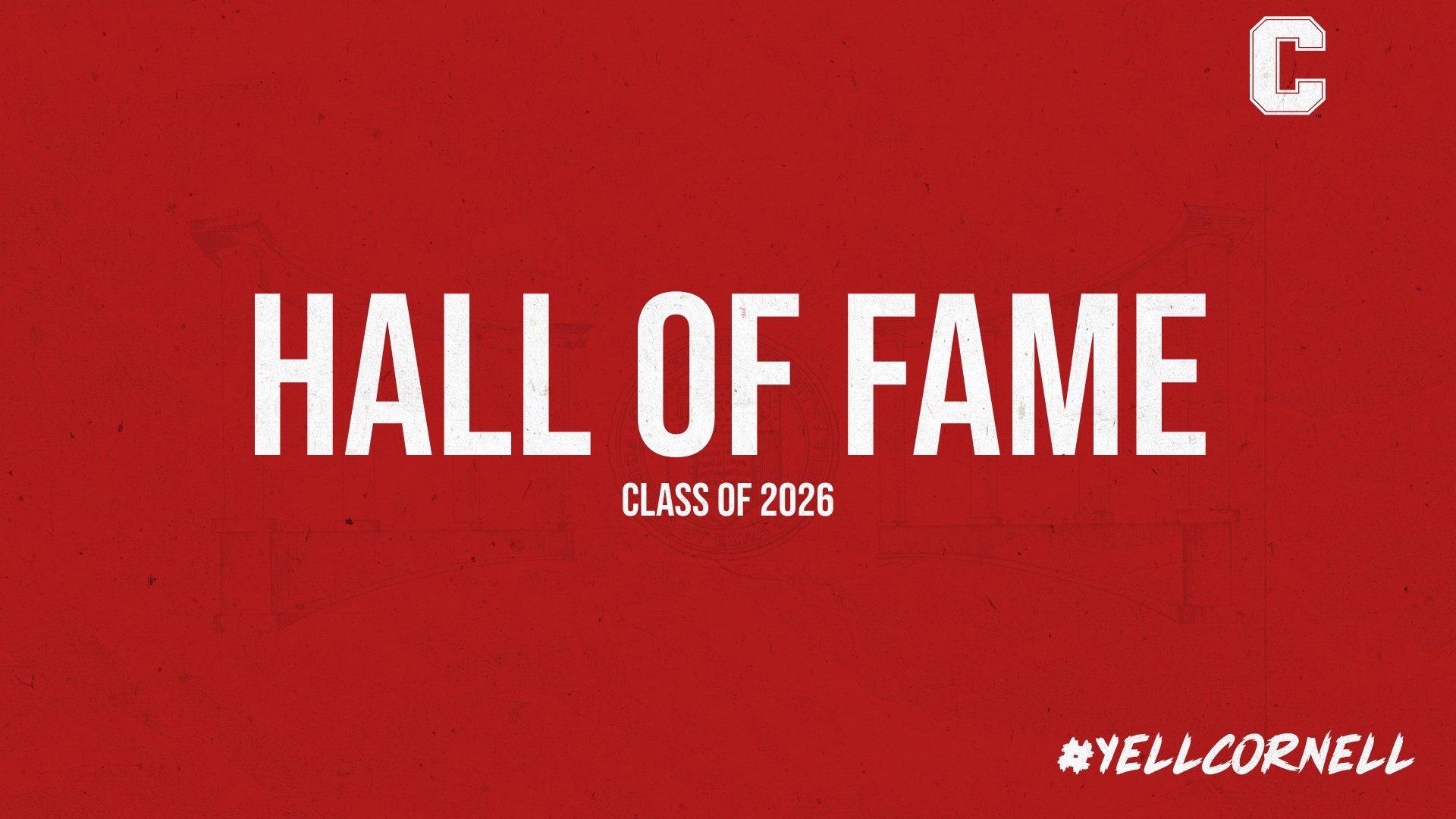 Cornell Athletics Hall of Fame, Class of 2026 announcement graphic.