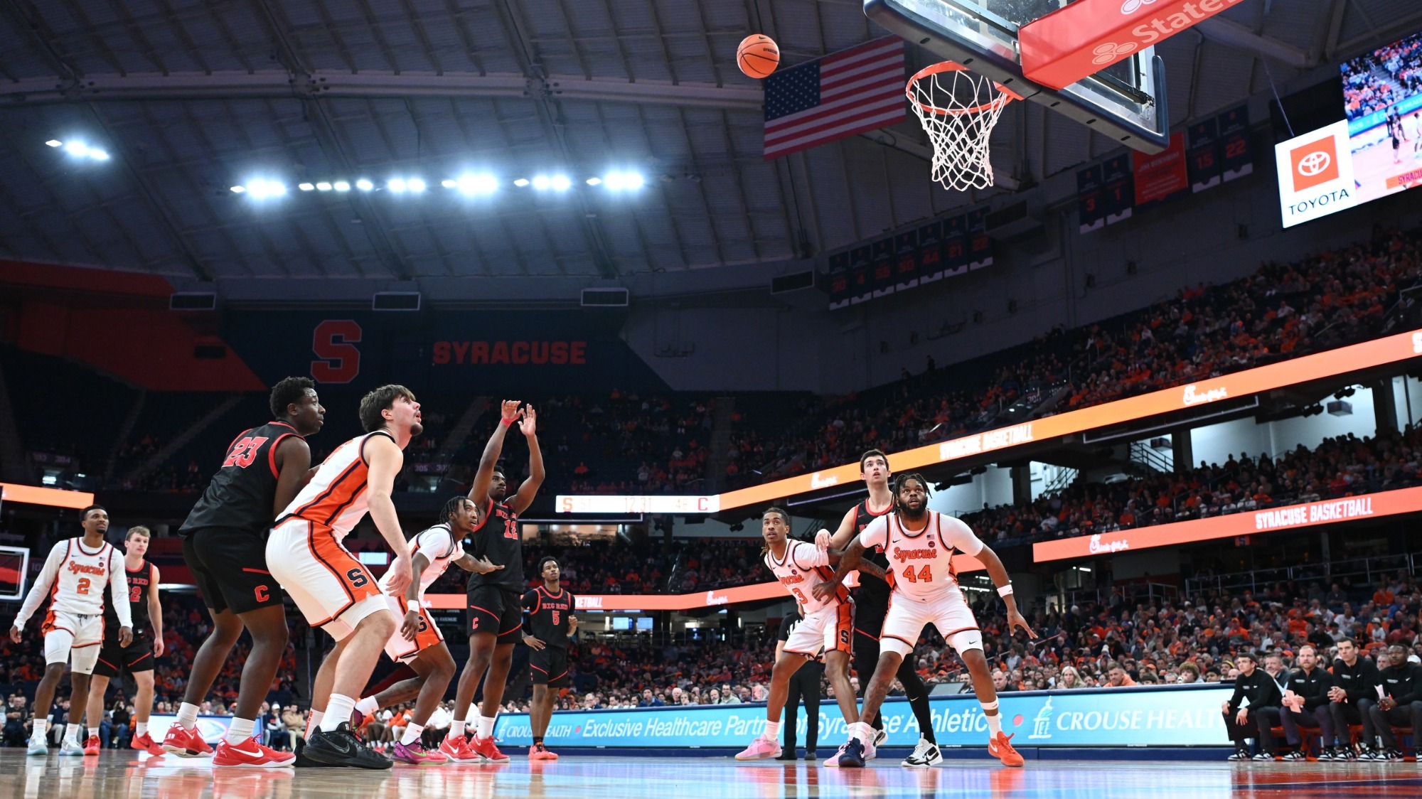 The Cornell men's basketball team plays at Syracuse during the 2024-25 season at the JMA Wireless Dome in Syracuse, N.Y.