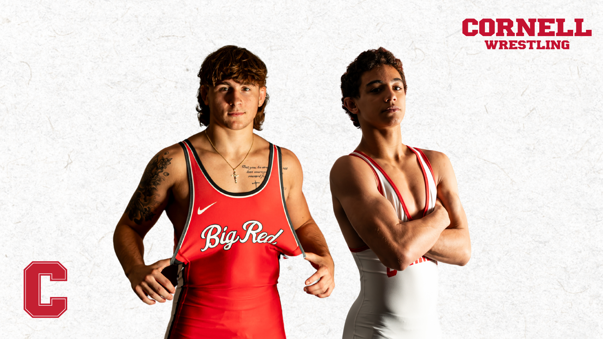 Isaiah Cortez and Alessio Perentin of Cornell Wrestling