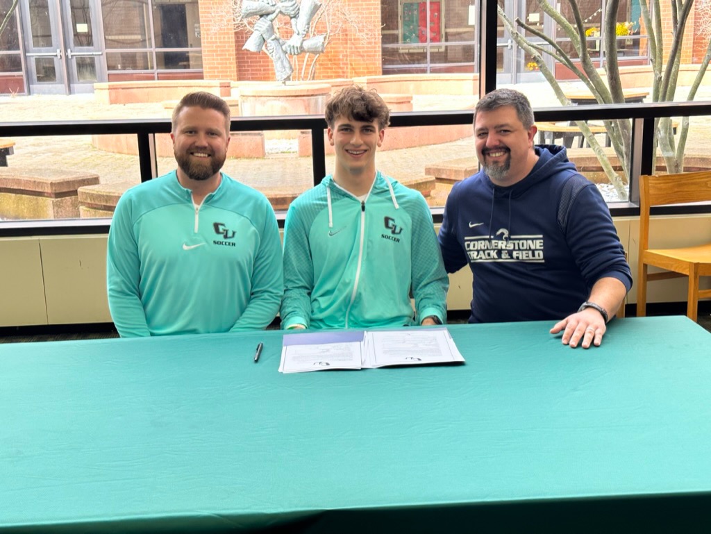Liam McHugh signs with Men's Soccer and Track & Field Cornerstone