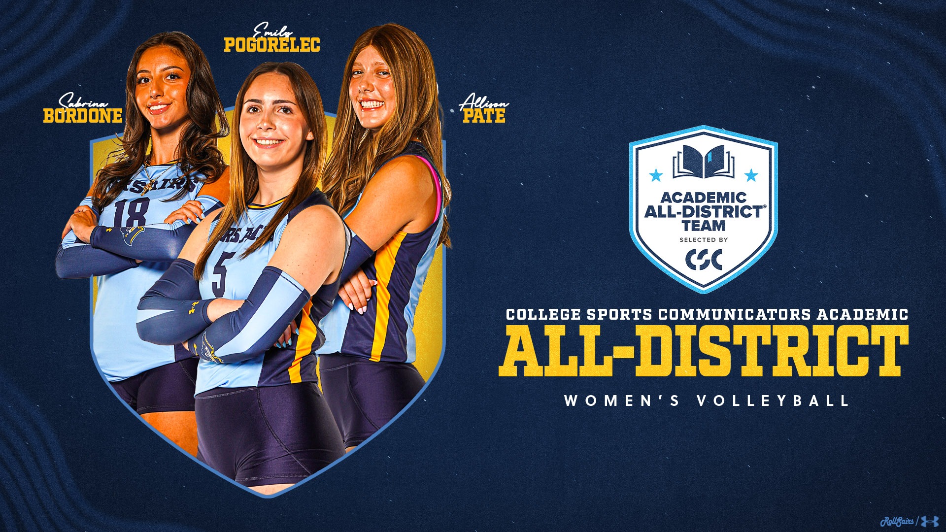 Emily Pogorelec, Sabrina Bordone and Allison Pate named CSC Academic All-District selections