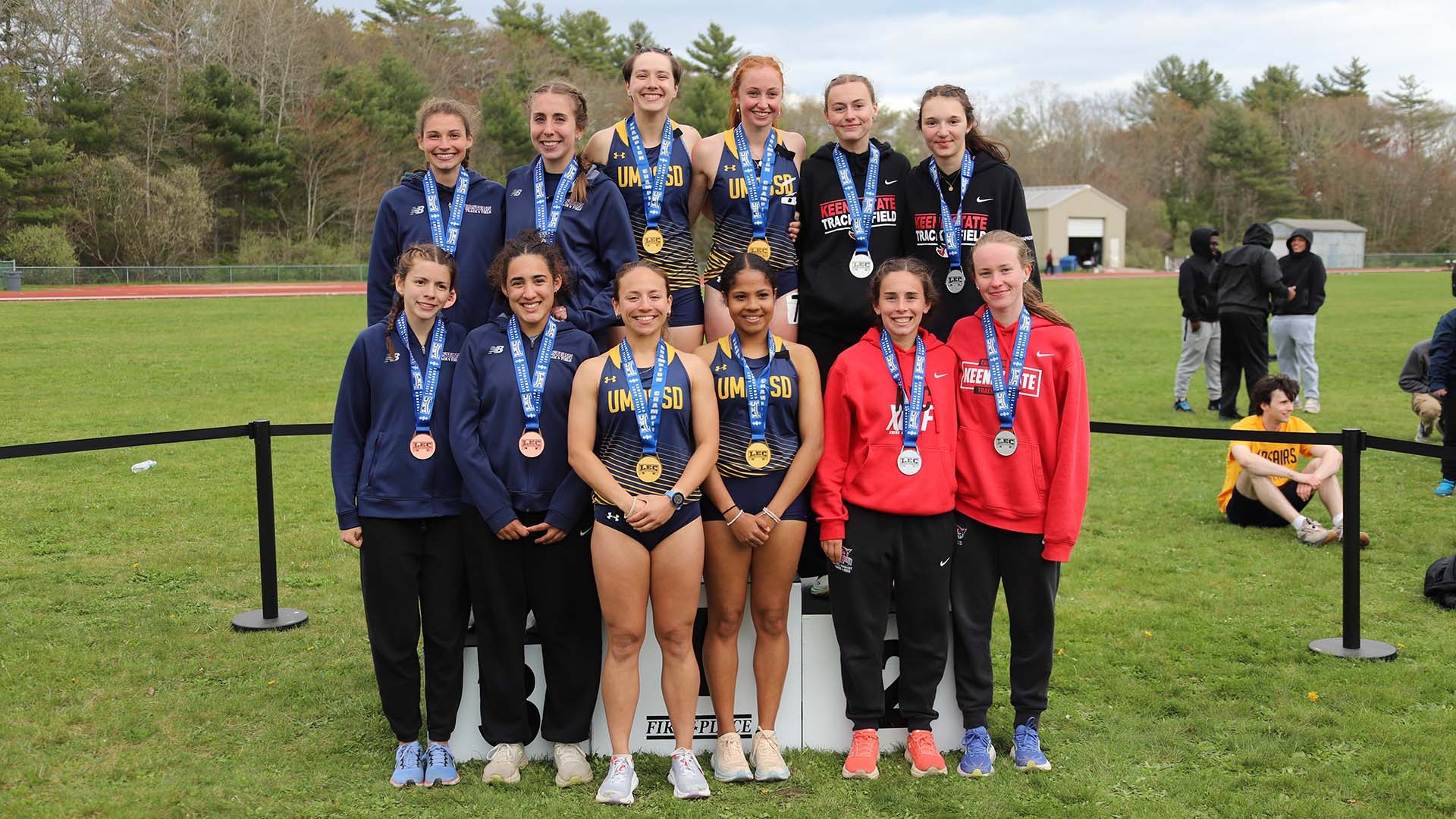 The 4x800 Meter Relay - LEC Champions 2025 Outdoor - Latura and Lopez (Front middle), Greenberg and Steedman (back middle)