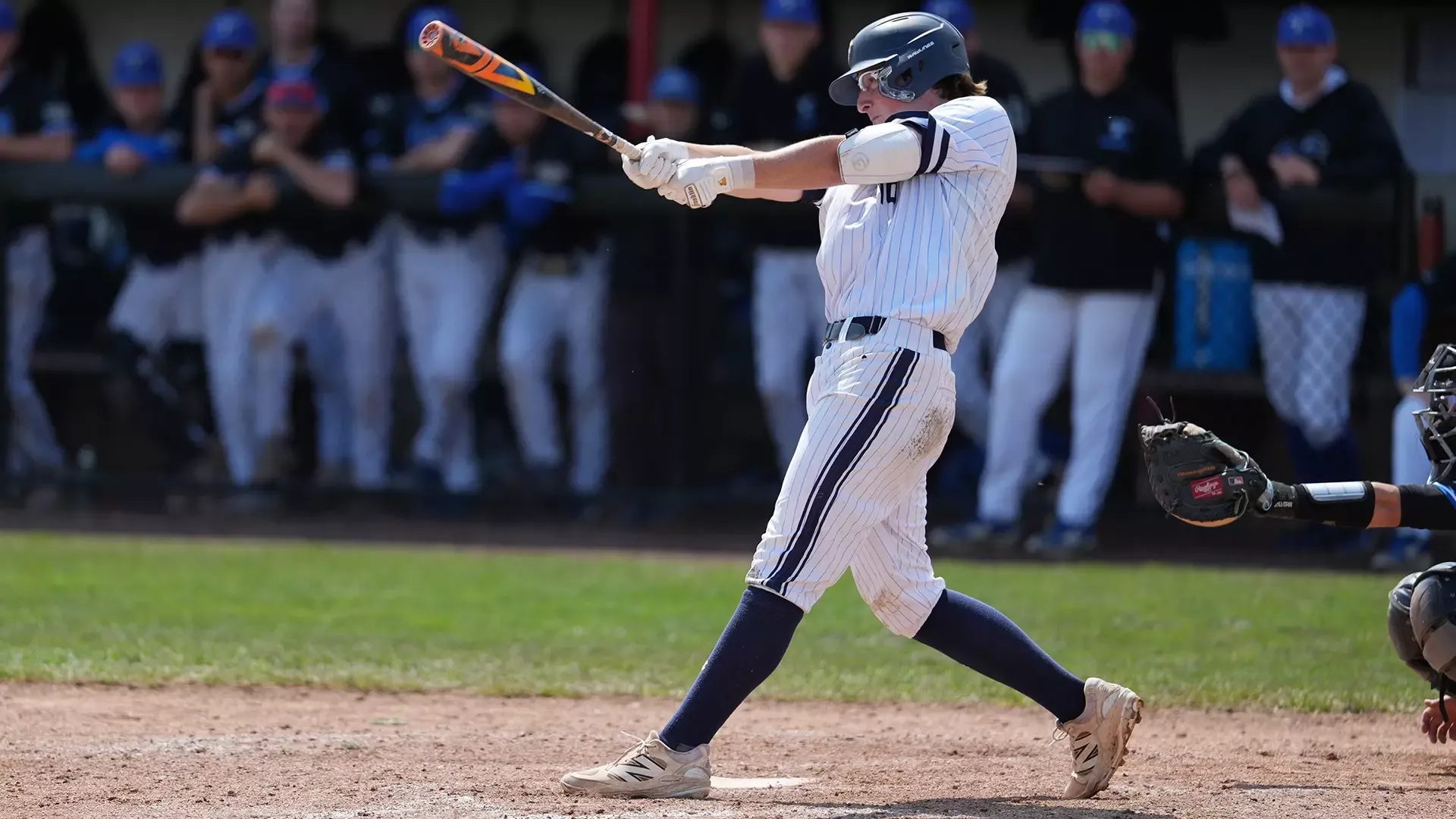 Cooper Wixon bats against UMass Boston in the 2025 LEC Tournament