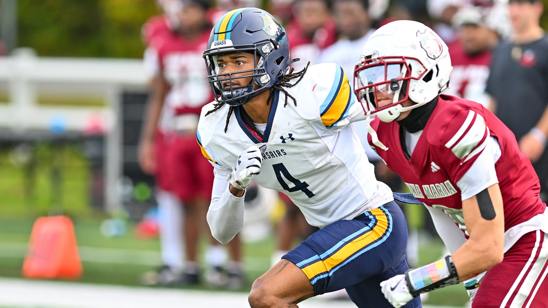 Xavier Lopes competes in a football game against Anna Maria in 2025