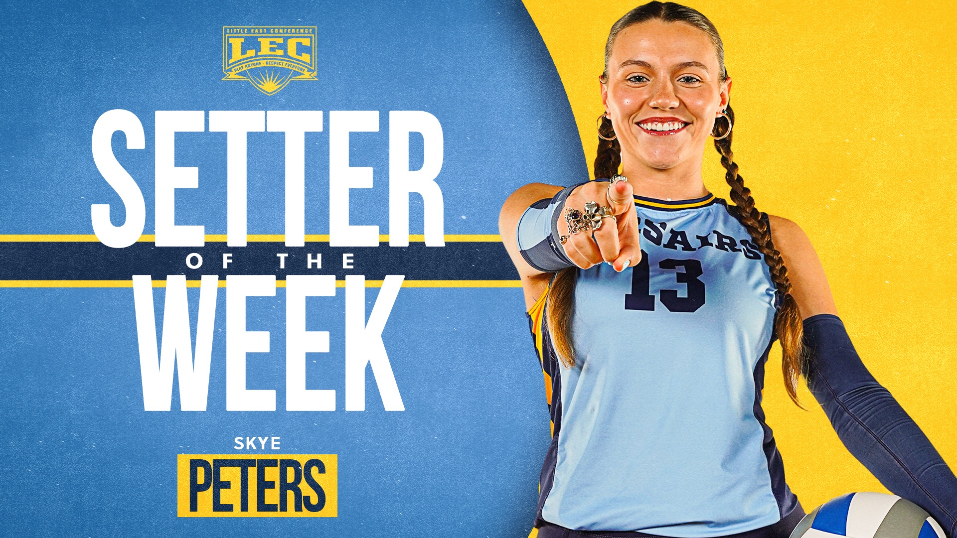 Skye Peters named Little East Setter of the Week - October 5, 2026