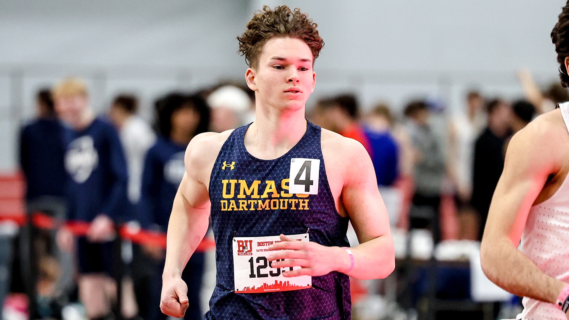 Michael Veegh competes in the 400-meter dash at the David Hemery Valentine Invitational - February 13