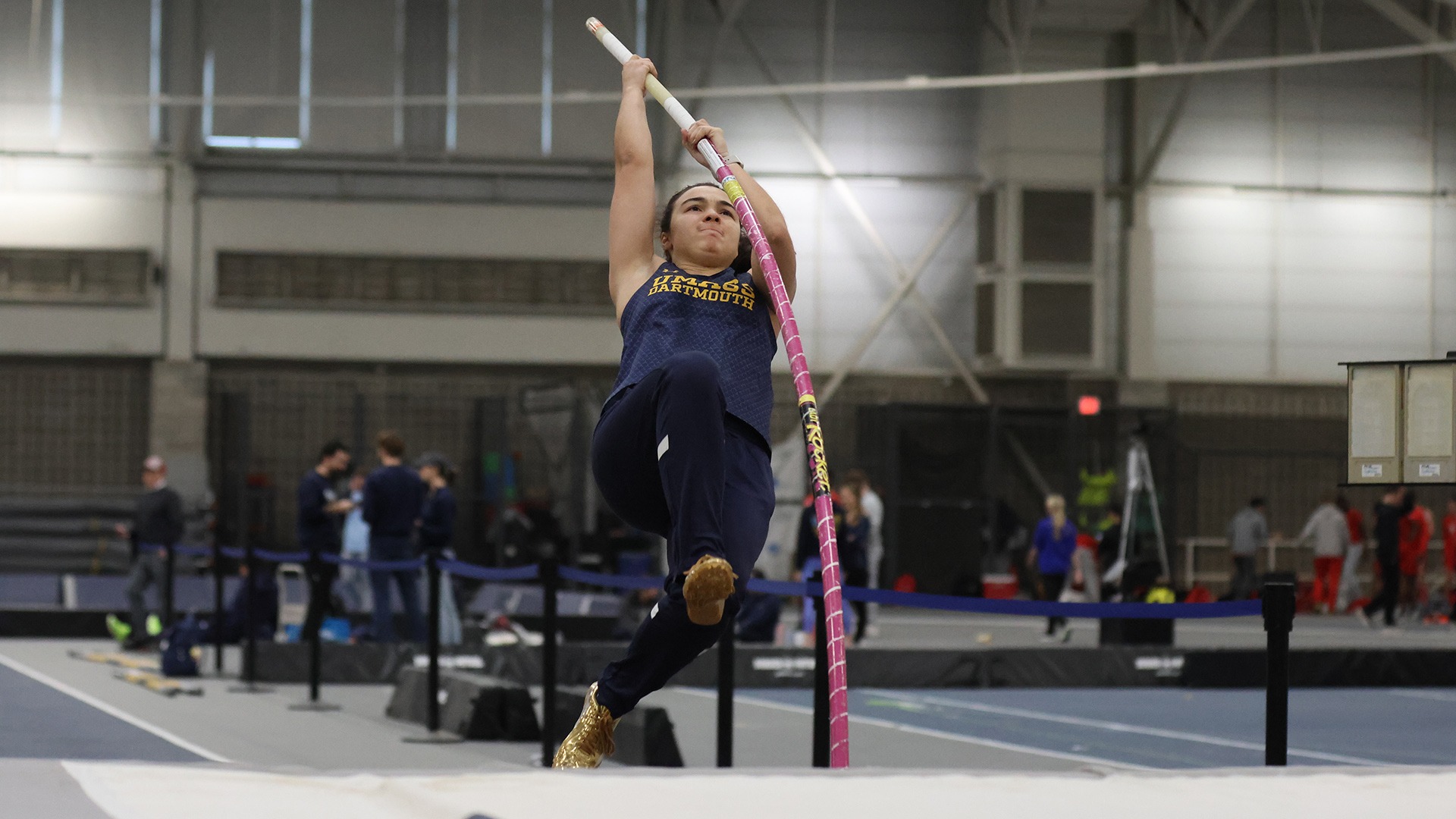 Grace Hawranik competes in the pole vault in indoor track and field