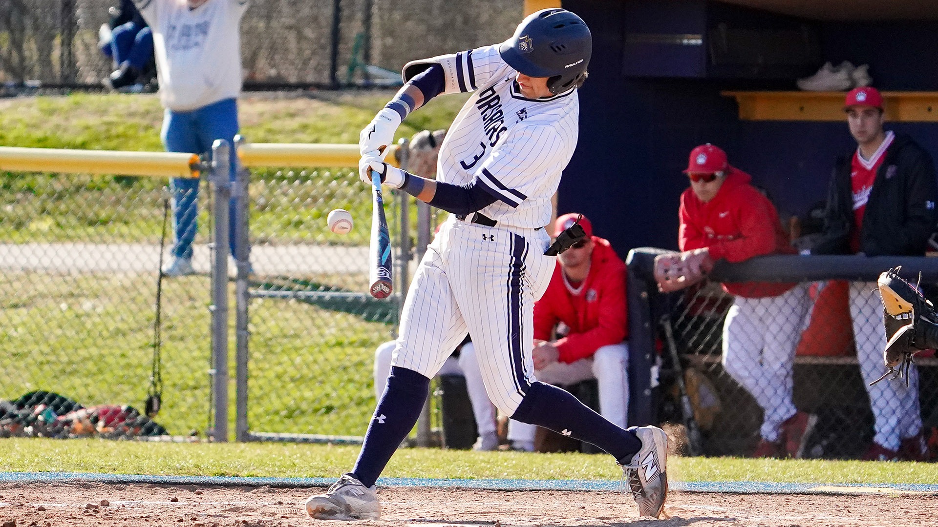 Brett Baker at bat during a baseball game versus WPI in 2025