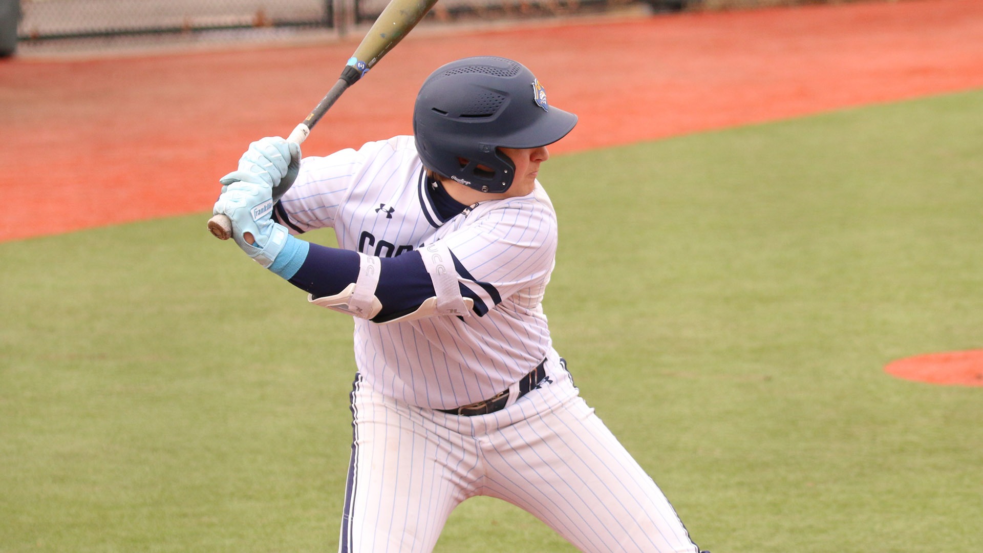 Spencer Aubin in the batter's box during a baseball game against SUNY Brockport - March 8, 2026