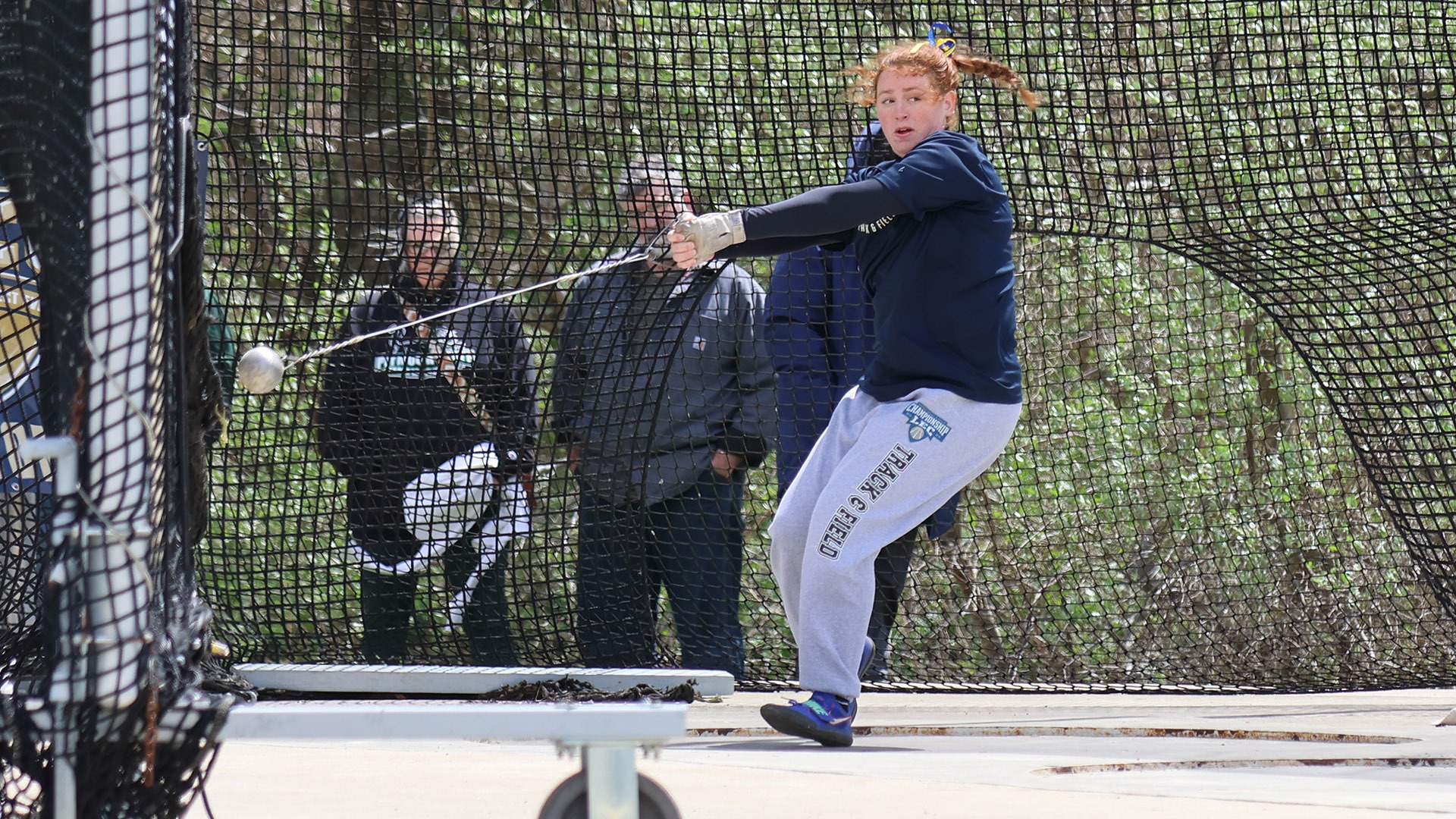 Emily Hesketh competes in the Hammer Throw at the 2025 Little East Outdoor Track & Field Championships