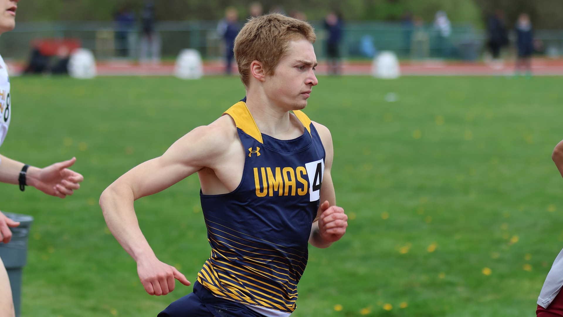 Zack Shute competes in a race during the 2025 Little East Outdoor Track & Field Championships