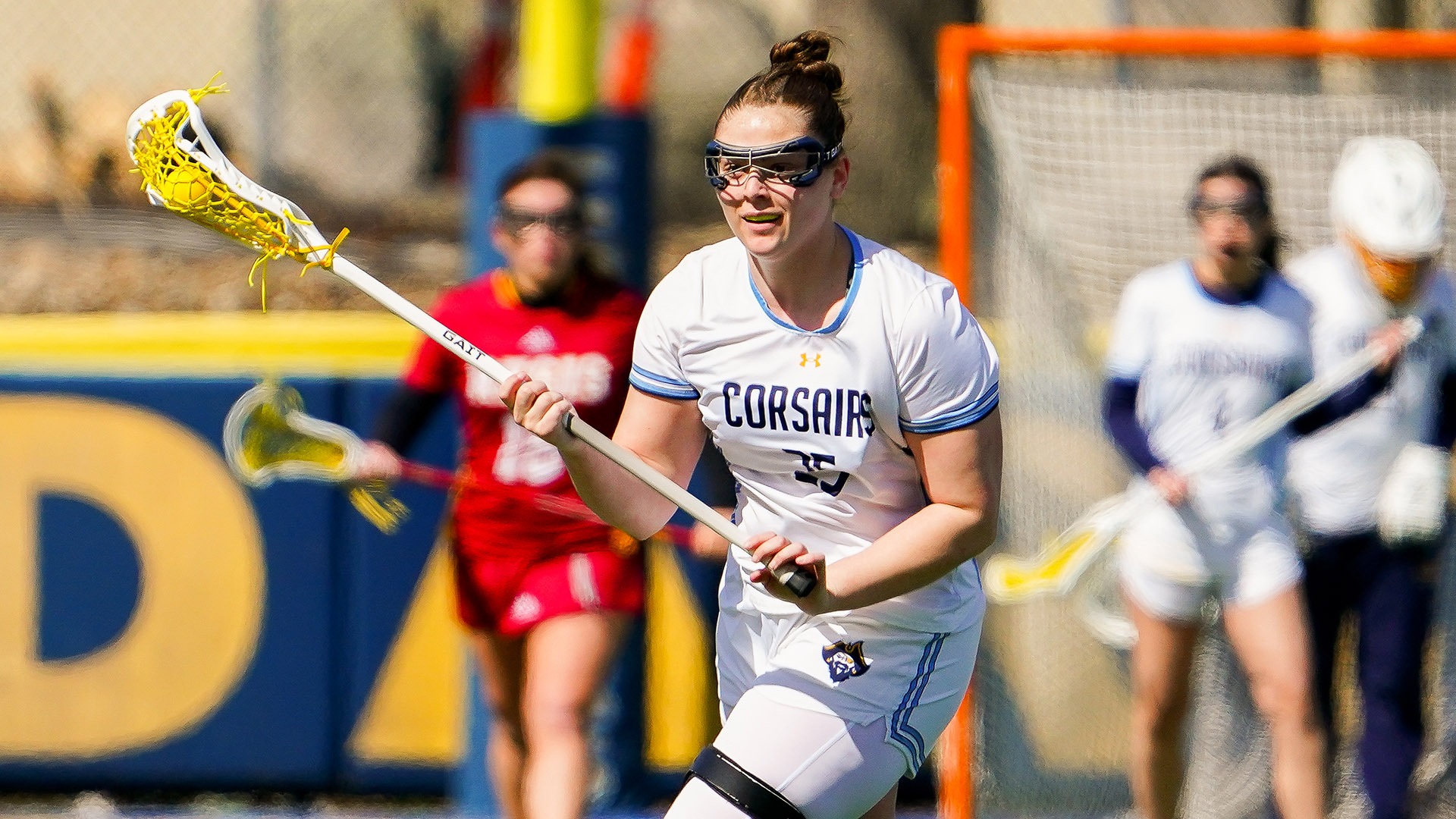 Emma Terino in action during a women's lacrosse game in March 2026