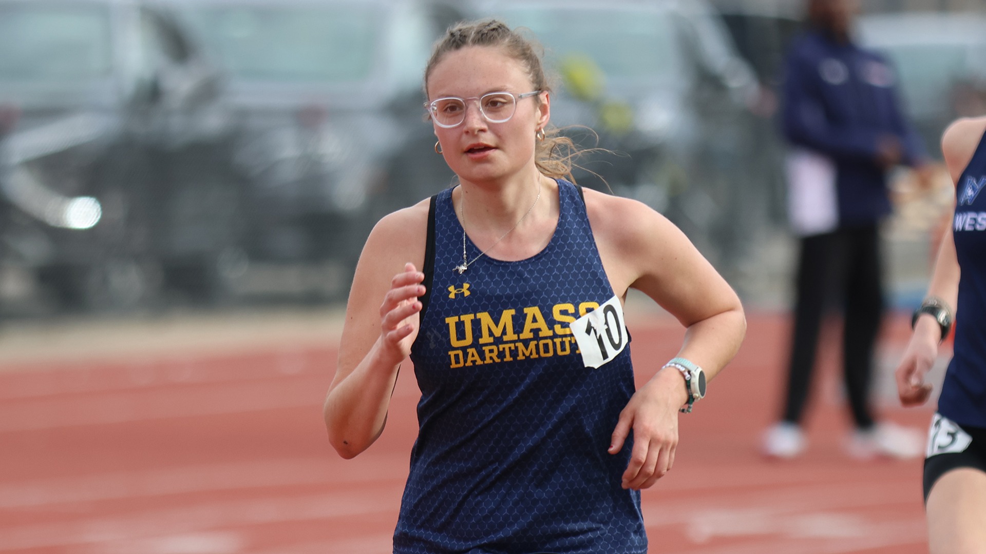 Emily Philbrook competes in the 10,000-meters at the Coast Guard Spring Track & Field Invitational