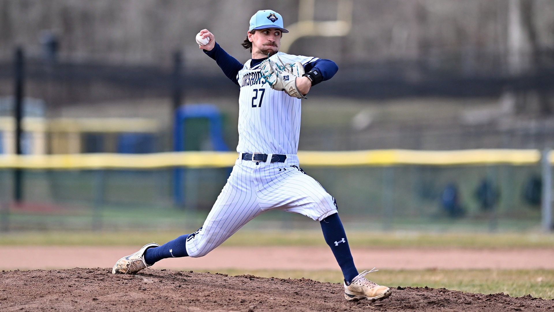 Senior pitcher AJ Rourke throws during a game against Southern Maine in baseball - March 2026