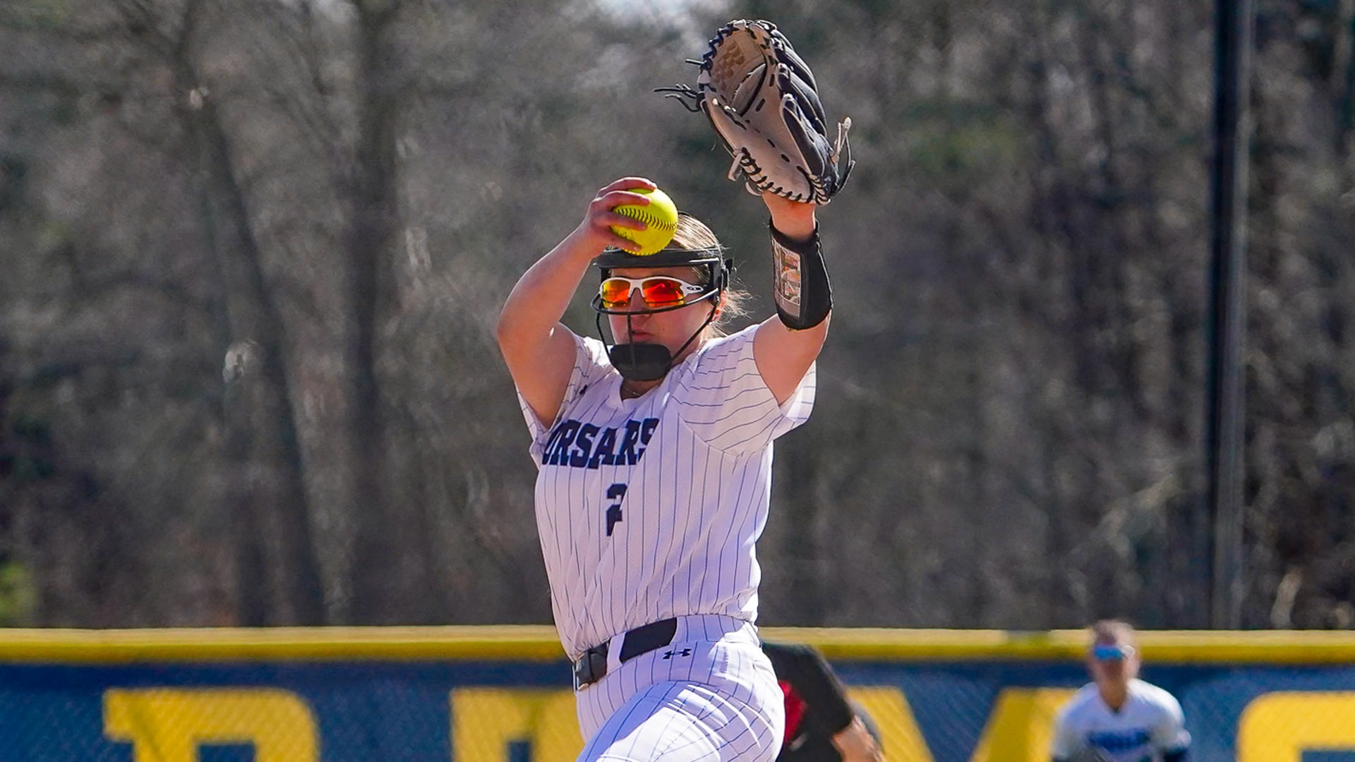 Edy Crawford throws a pitch in a softball game against Bridgewater State - March 2026