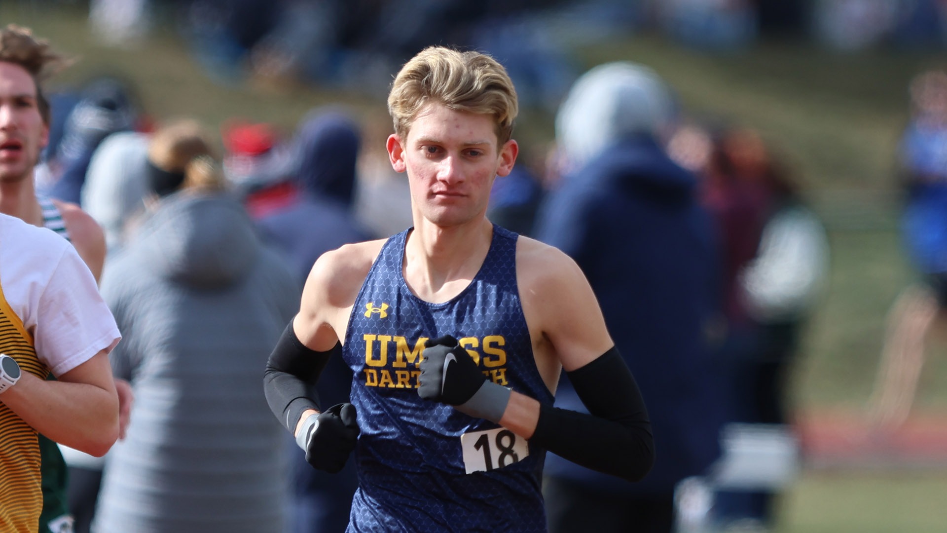 Cameron Thompson competes in a race during the 2026 Corsair Classic track & field meet