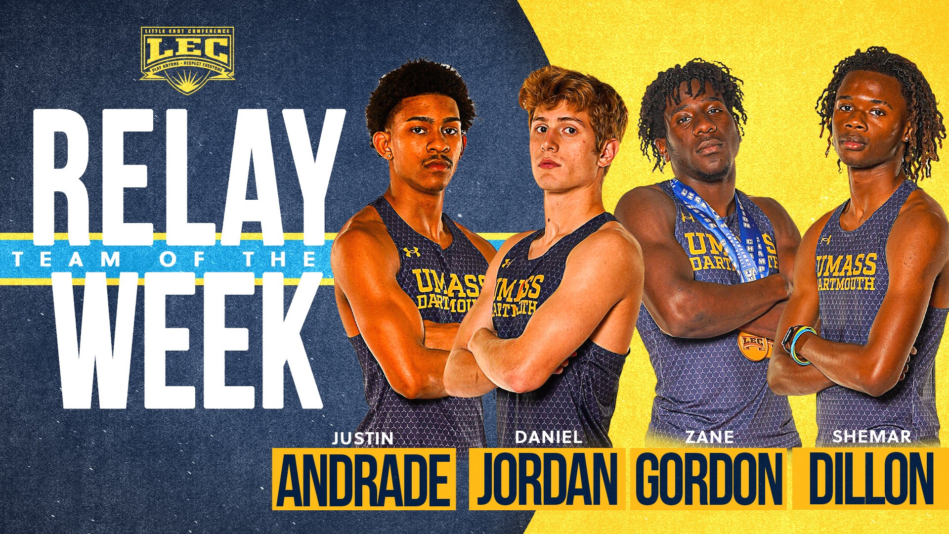 Justin Andrade, Daniel Jordan, Zane Gordon and Shemar Dillon named LEC Relay Team of the Week - April 20, 2026