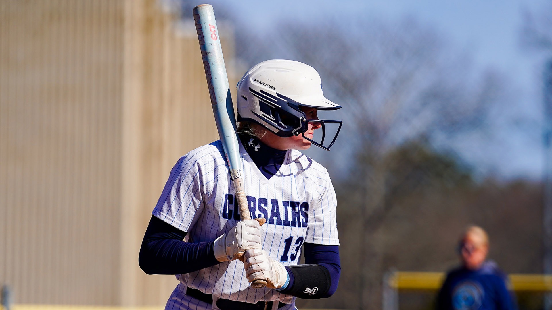 Lily Routhier at bat during a softball game against Bridgewater State - 2026