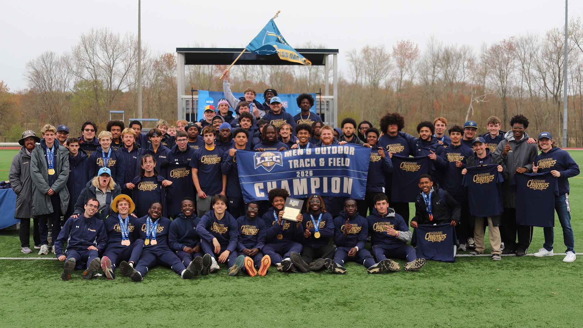 Corsairs Men's Track & Field Team gathers to celebrate 2026 Little East Conference title