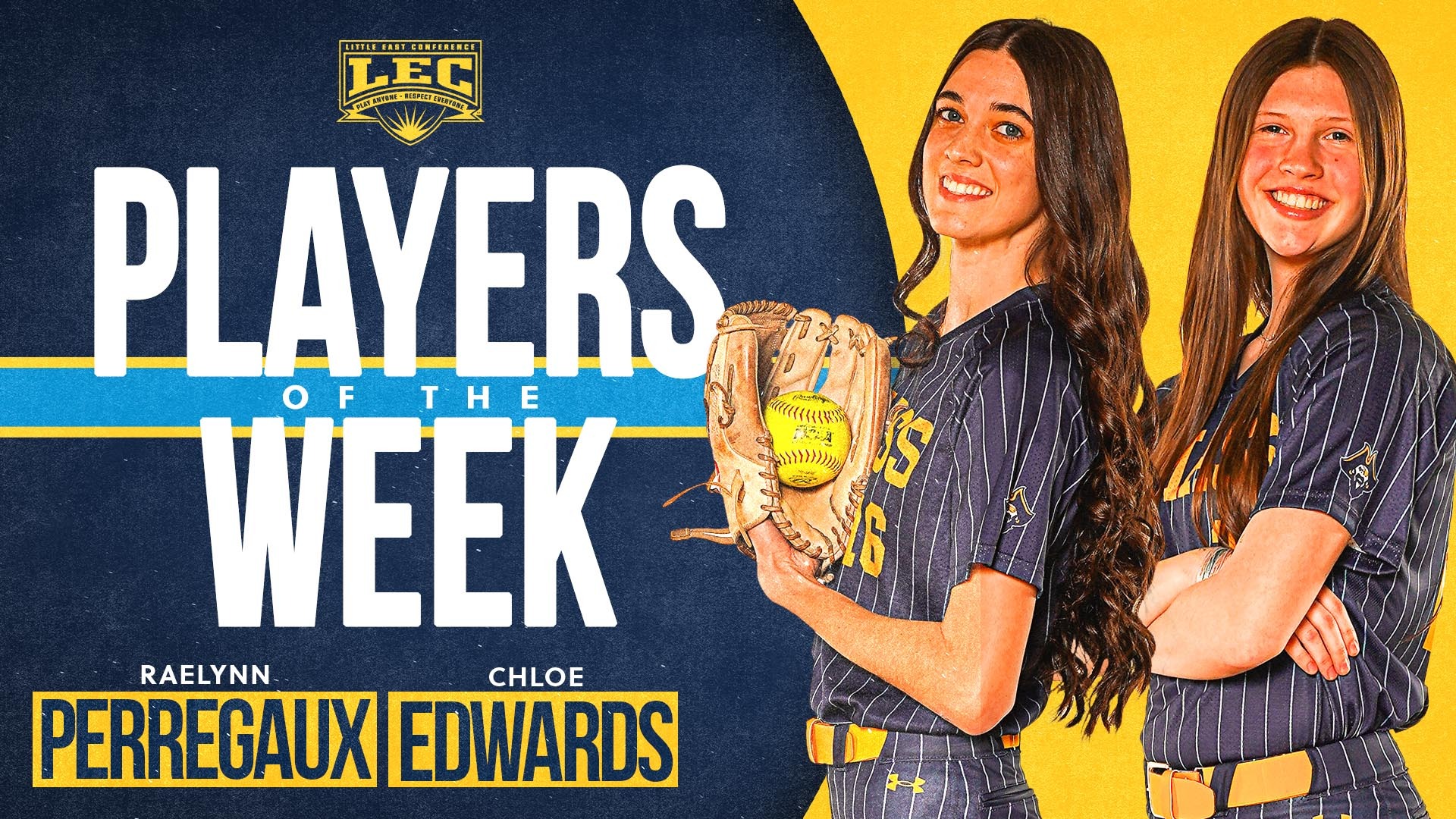 Softball duo RaeLynn Perregaux and Chloe Edwards named Little East Player and Rookie of the Week, respectively - April 2026