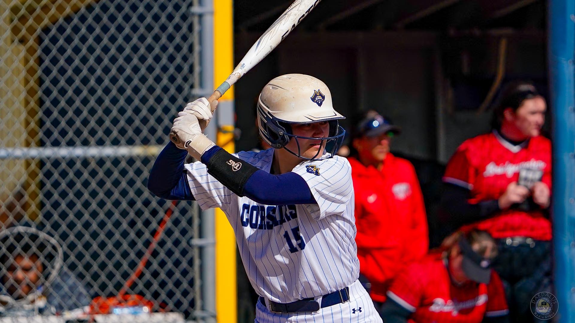 Lena Tsonis in the batters box during a softball game