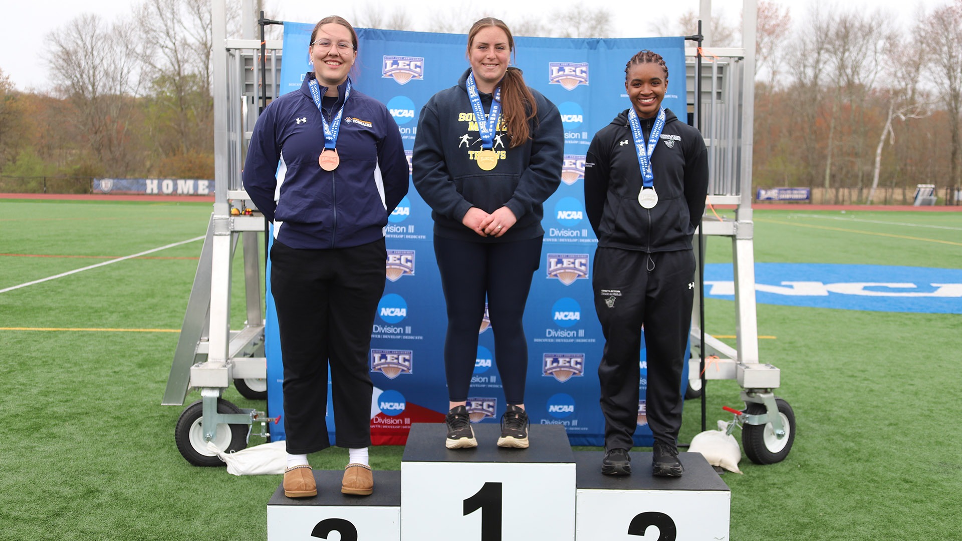 Olivia Seutter earns third place in the discus throw at the 2026 Little East Conference Championship