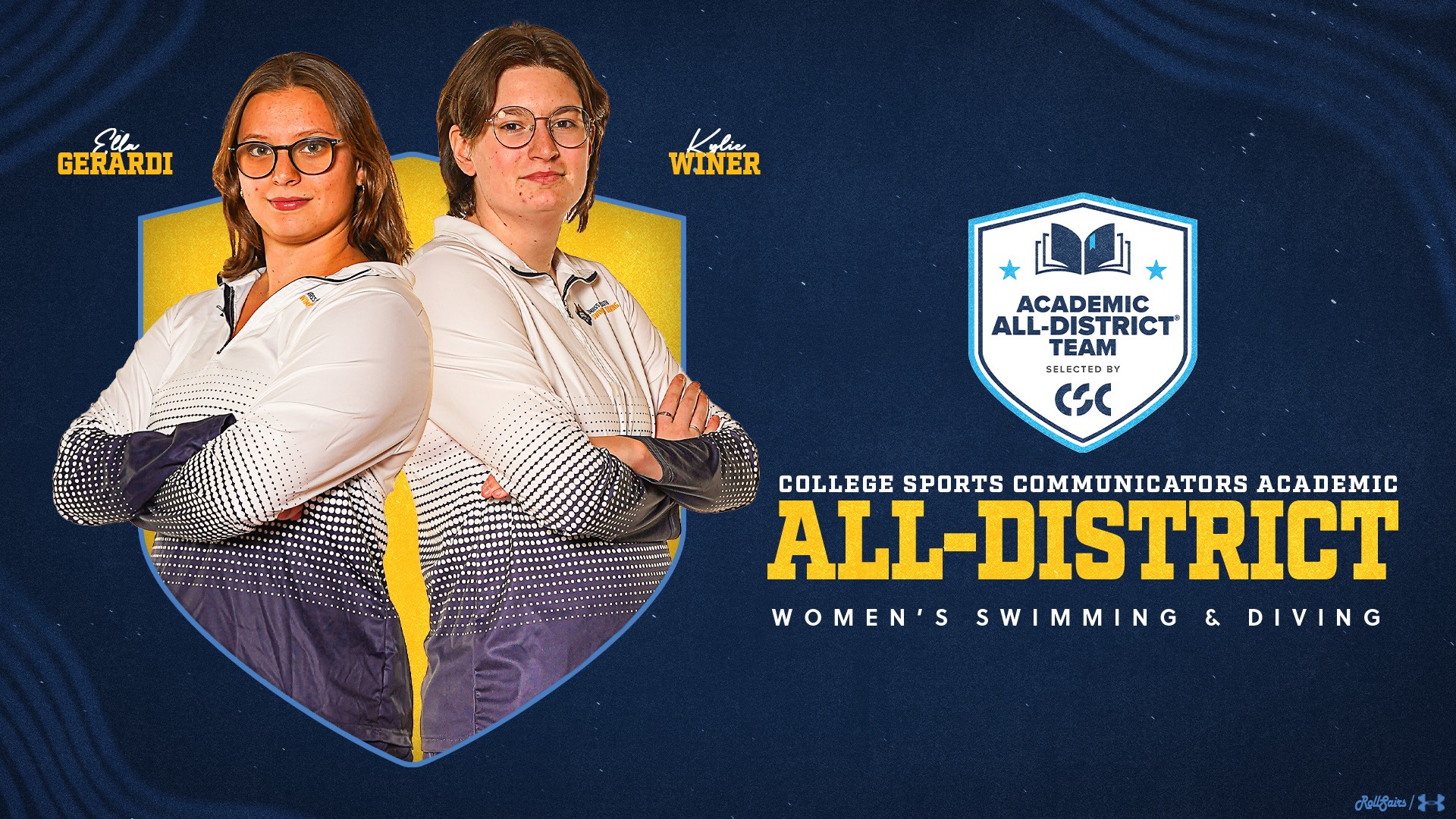Isabella Gerardi and Kylie Winer tabbed to 2025-26 CSC Academic All-District Teams in Women's Swimming