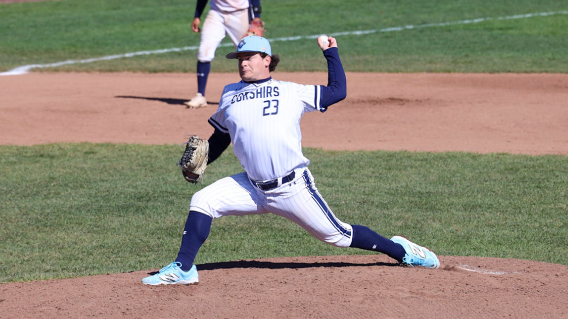 Adam Maher throws a pitch in the Little East Tournament First Round win over Eastern Connecticut - May 7, 2026