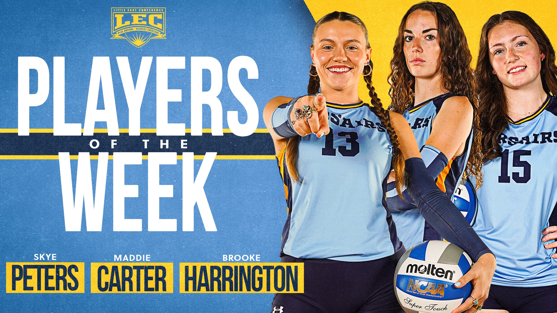 Skye Peters, Maddie Carter and Brooke Harrington all earn weekly Little East honors