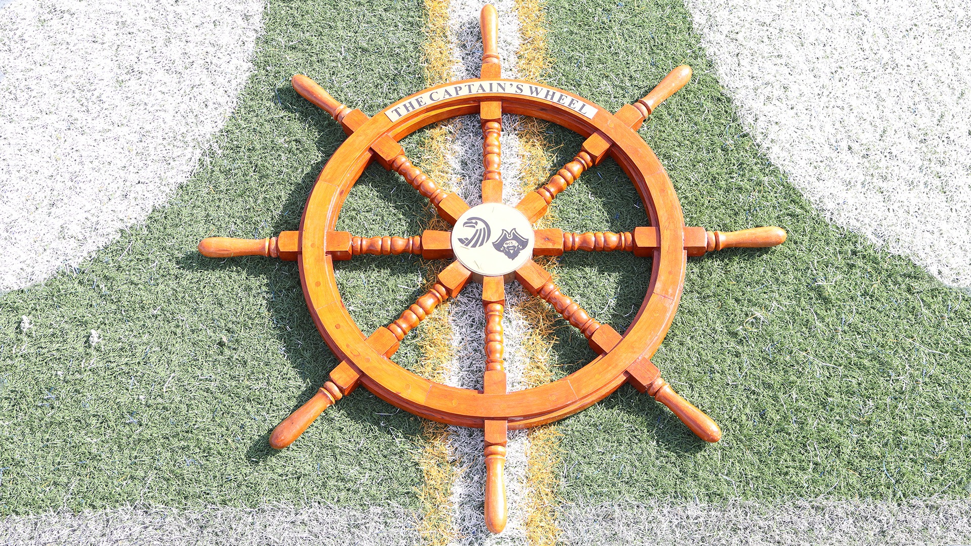 Photo of the Captain's Wheel which will be awarded to the winner of the Battle of the Bays between UMass Dartmouth and Salve Regina in football on September 4, 2026