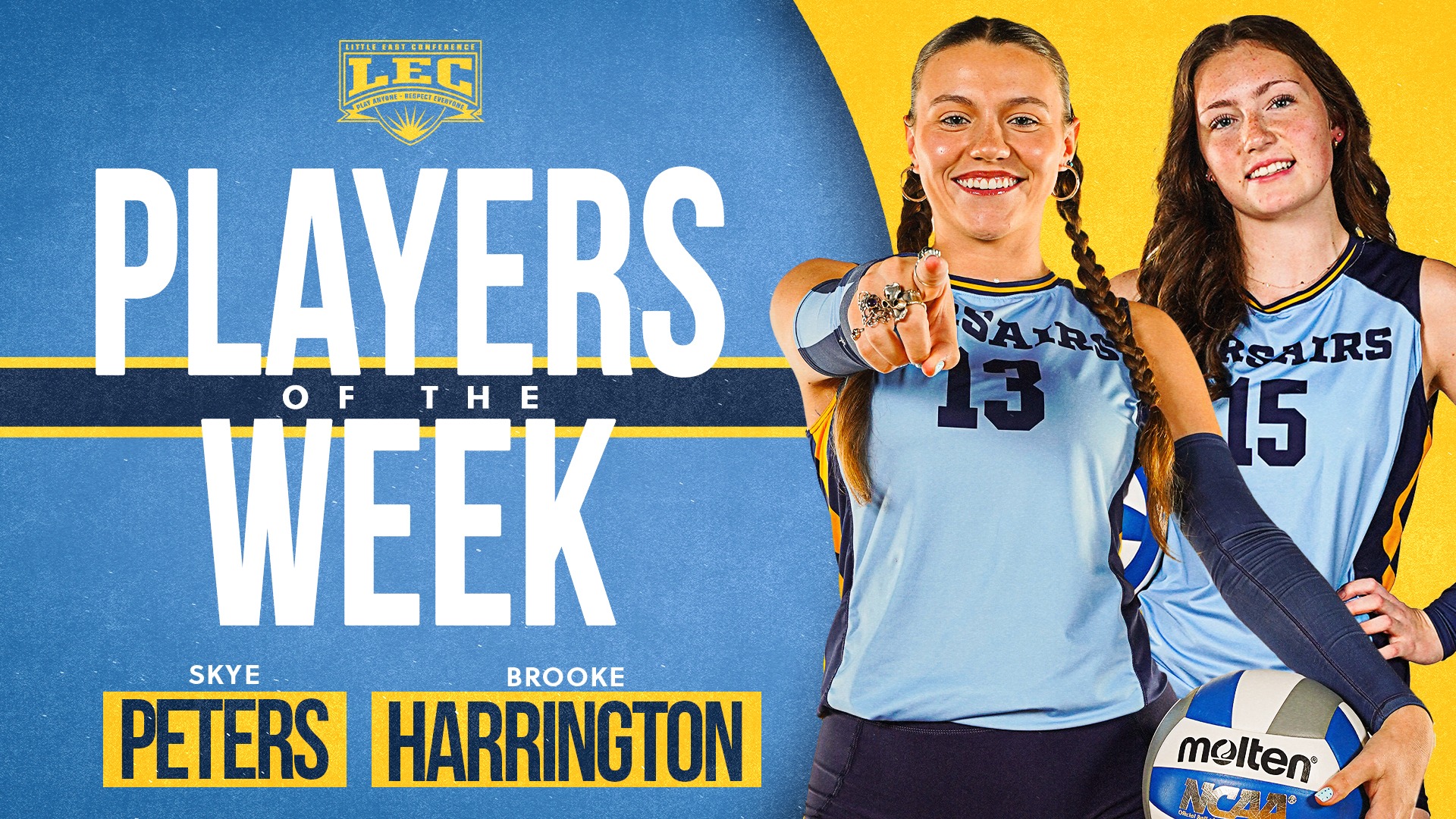 Skye Peters and Brooke Harrington tabbed for LEC Weekly Honors in Women's Volleyball