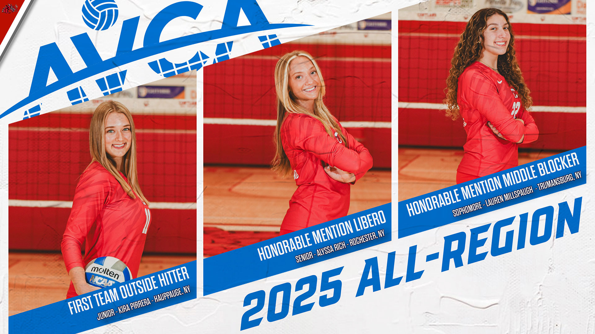 Photos of Cortland's 2025 AVCA all-region honorees
