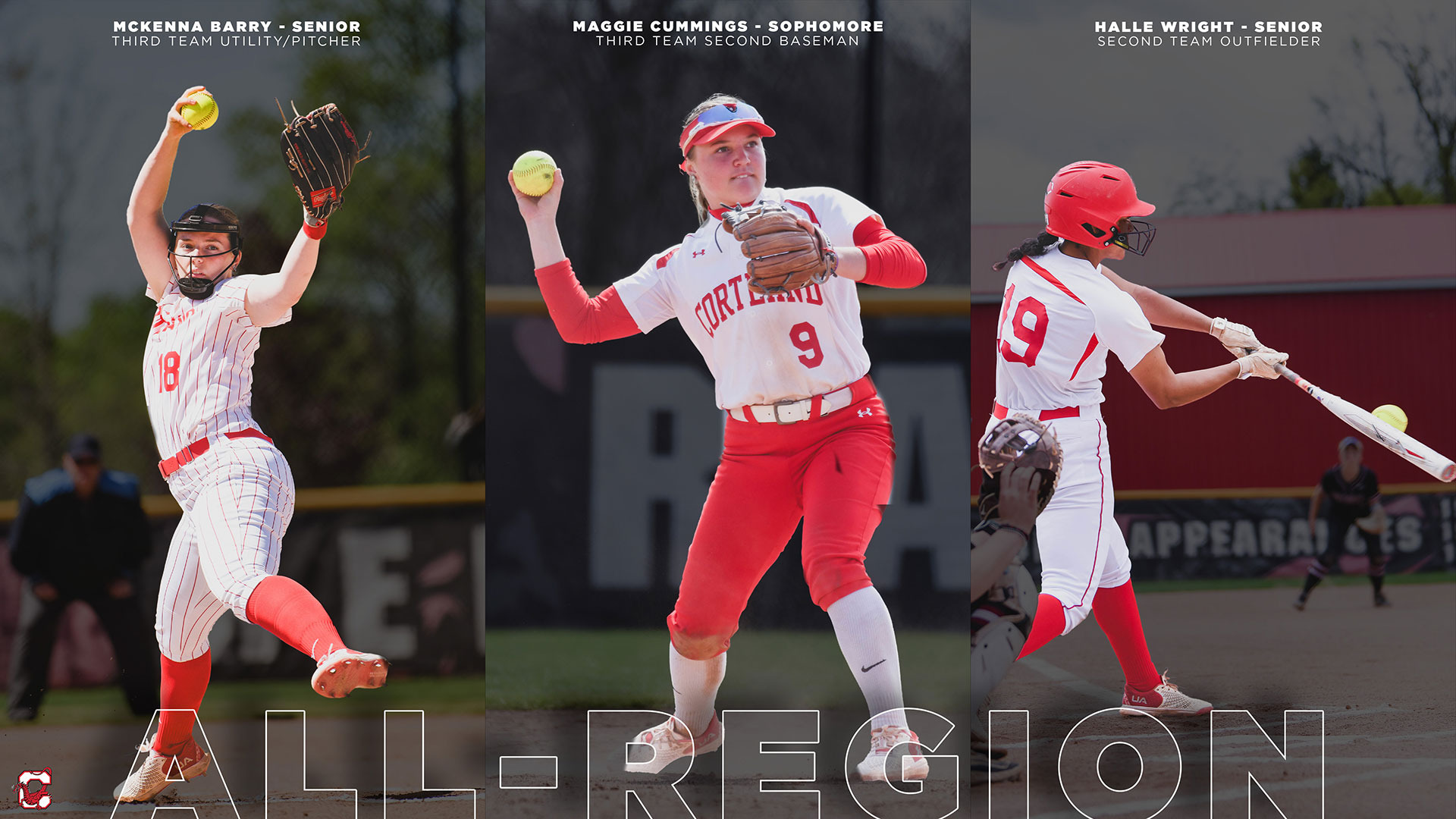 Photos of Cortland's 2025 Softball All-Region selections