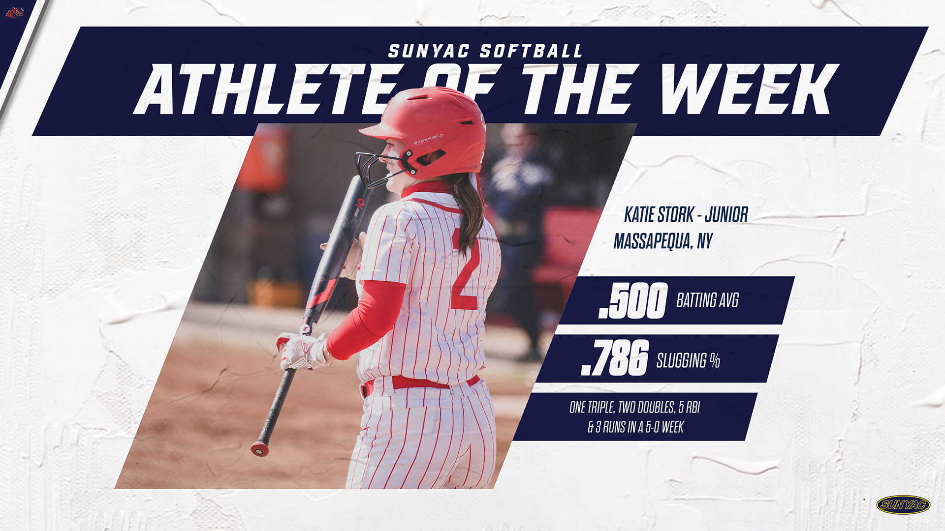 Photo of Katie Stork - SUNYAC Softball Athlete of the Week