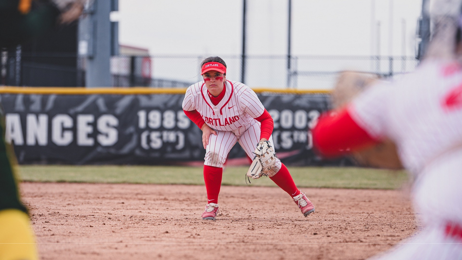 Photo of Shannon Scotto playing first base versus Clarkson in 2026