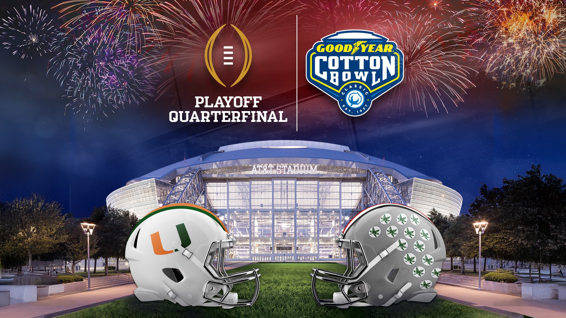 90th Cotton Bowl Classic CFP Quarterfinal Matchup Graphic