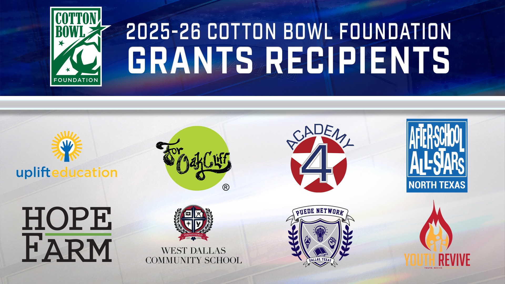 2025 Cotton Bowl Foundation Grants Recipients Graphic-Website